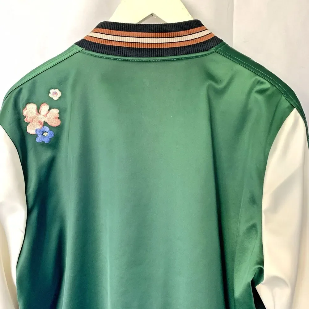 Coach Reversible Souvenir Bomber Jacket Green Floral Signature C Large - Picture 11 of 16